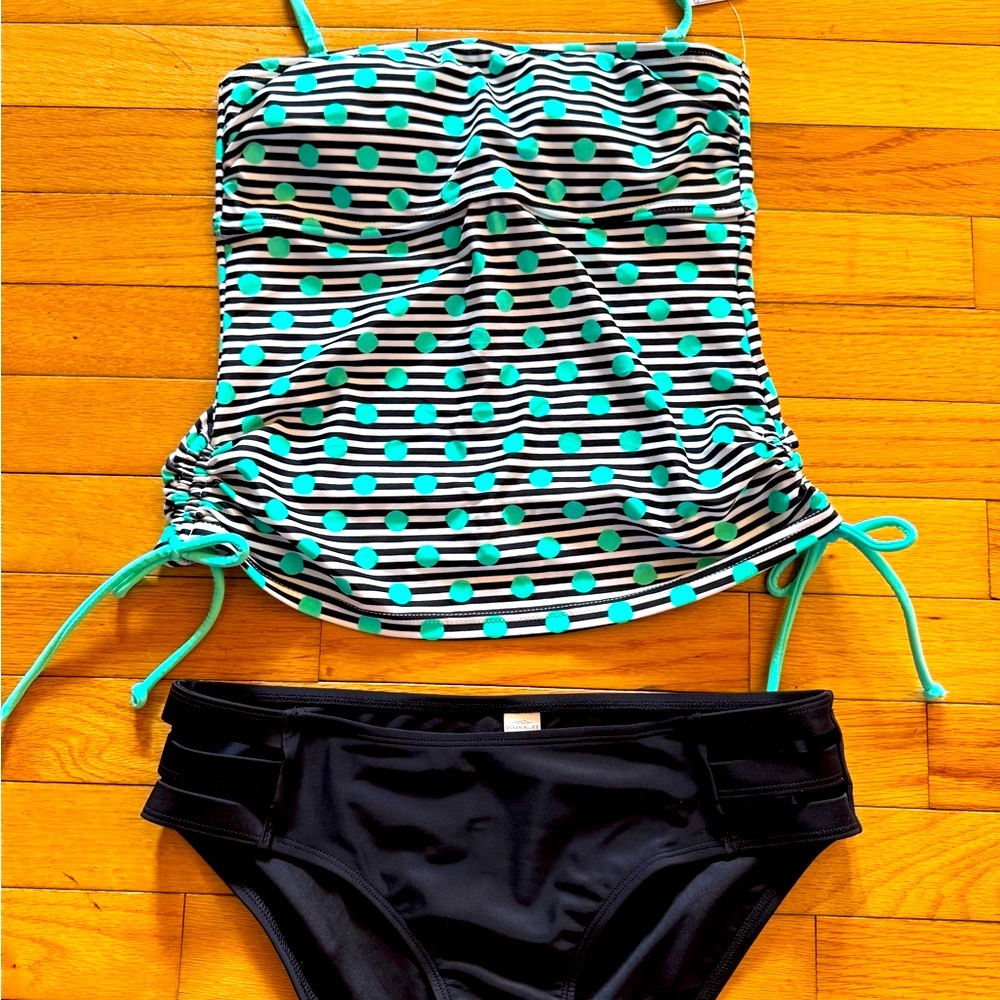 Striped Polka Dot Tankini Set Size Small New